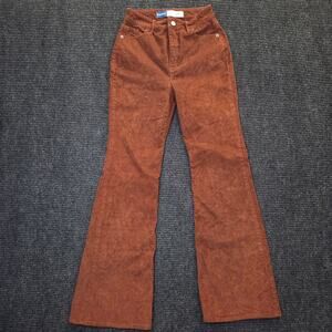 High Rise Courduroy Brown Flare Pants Size 0 Cotton Blend